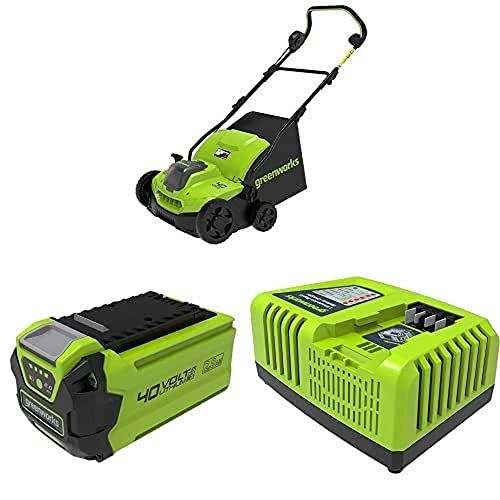 Greenworks Tools Scarificateur à Batterie 40 V GD40SC36 : 36cm, 3900 tr/min, Batteries G40B25 Lot de 2, Chargeur G40UC4