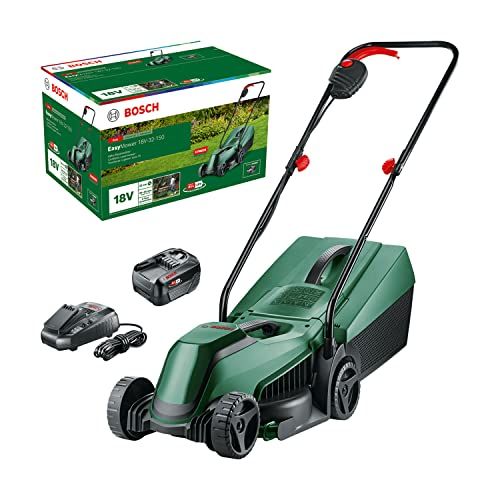 Bosch Akku-Rasenmäher EasyMower 18V-32-150: Jusqu'à 100 m2 avec une batterie 3,0 Ah; Système 18-Volt; Largeur de Coupe 32 cm; Avec Chargeur et Batterie 3,0 Ah